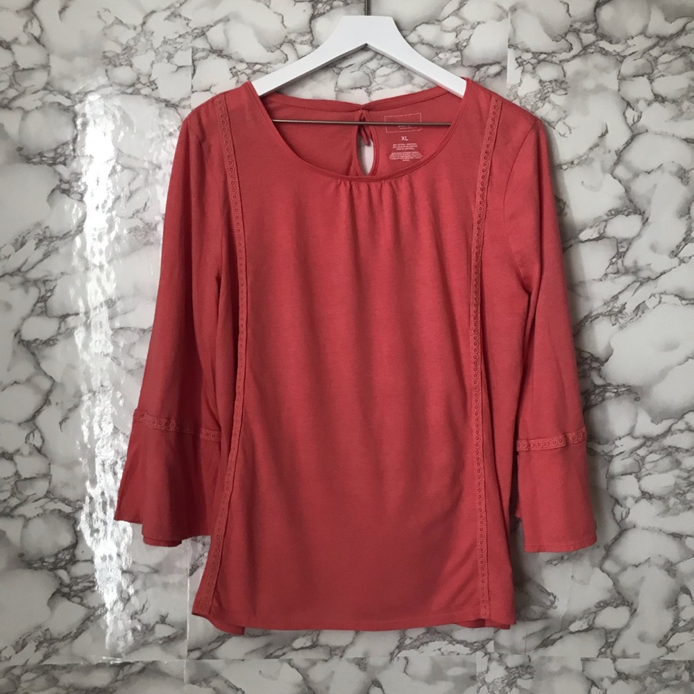 Sonoma 3/4 Sleeve Coral Top